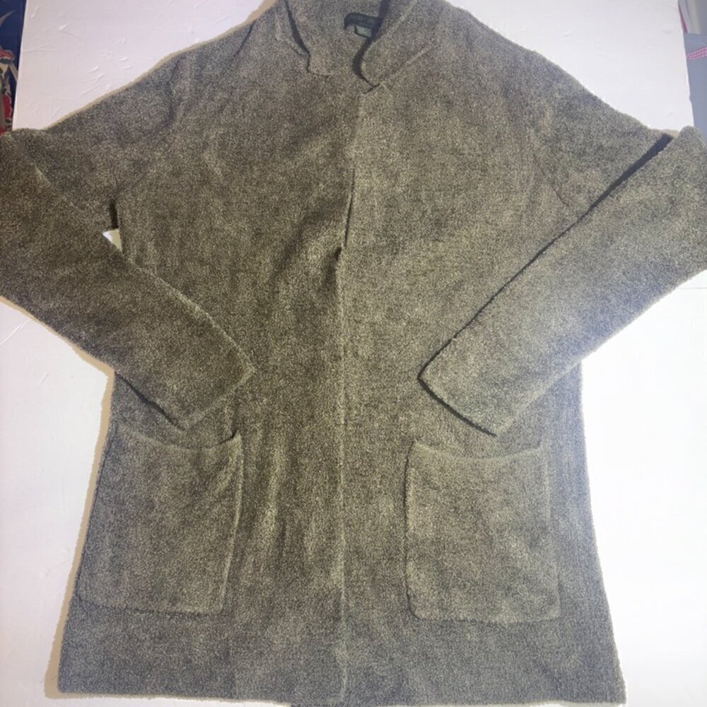 Barefoot Dreams CozyChic Lite Long Weekend Cardi Sweater Open Olive Size Small